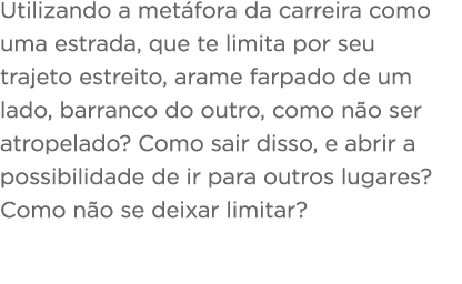 Utilizando a met fora da carreira como uma estrada, que te limita por seu trajeto estreito, arame farpado de um lado,   