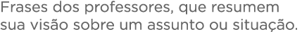  Frases dos professores, que resumem sua vis o sobre um assunto ou situa  o   