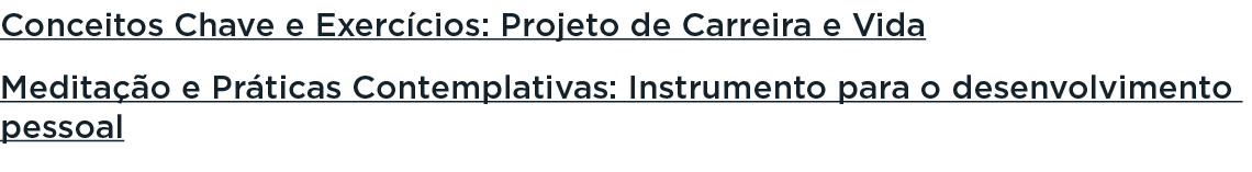 Conceitos Chave e Exerc cios: Projeto de Carreira e Vida Medita  o e Pr ticas Contemplativas: Instrumento para o dese   