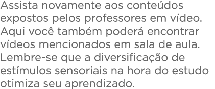  Assista novamente aos conteúdos expostos pelos professores em vídeo  Aqui você também poderá encontrar vídeos mencio   